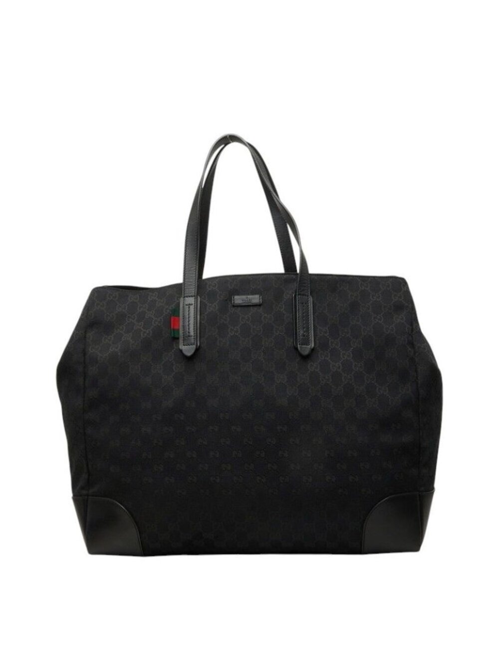 Gucci GG Canvas Sherry Line Tote Shoulder Bag Black